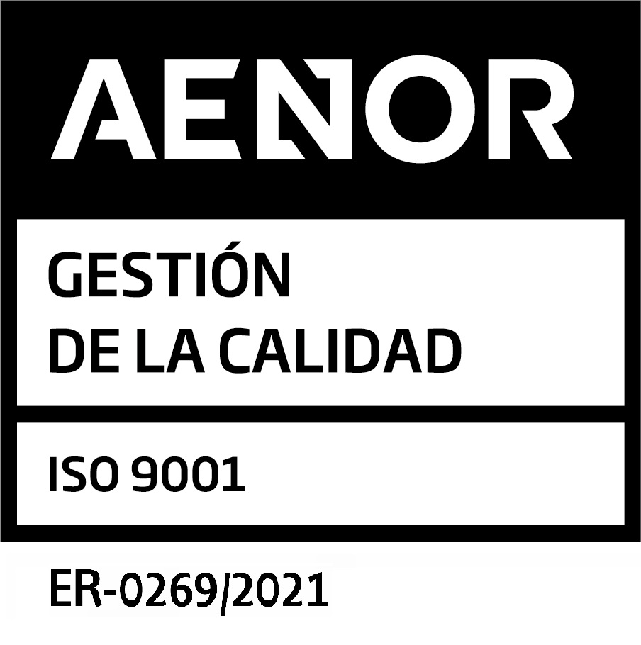 Certificado AENOR de Gestión de la Calidad ISO 9001, número ER-0269/2021